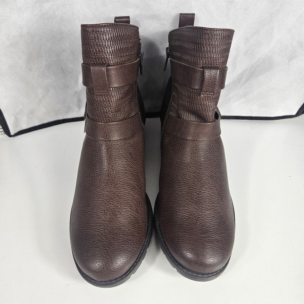Croft & Barrow Tower Brown Pebbled Buckle Ankle Boots Ortholite Lug Sole W 8.5M - Picture 3 of 6
